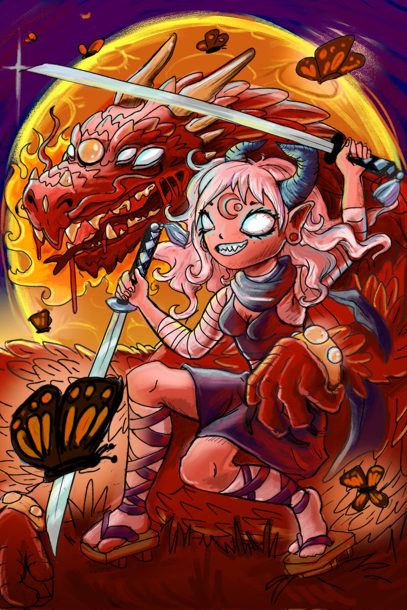 <a href="/AkumuDragonz/">Akumu Dragonz</a> Heya :D
My wife did that 1 month ago.
At this time we didn't know any sneek peak for blood moon haha.

So I repost ;D the little girl with the dragon is 1 <a href="/LunariaNft/">🌕 Folktales of Lunaria</a> . It's a blood moon lunaria ;)
Ps: there is some Bloodmoon glitterflies also haha

Love on you