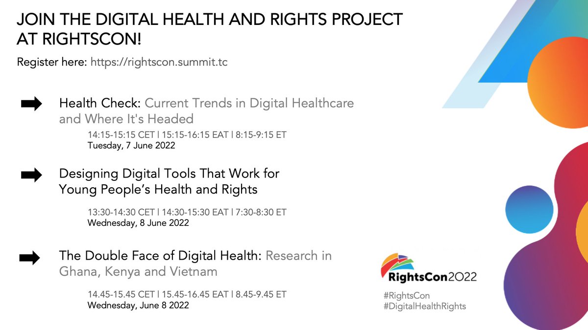 wanameme's tweet photo. We’re excited to share that the #DigitalHealthandRightsProject is participating in 3 panels at @RightsCon! Sign up for RightsCon today👉https://t.co/AXaDVL8Sgr
@saralmdavis @Nomtikay @MalecheAllan @MichaelPodmore @KELINKenya @STOPAIDS @GNPplus @Trans4m_Health @TImalingat https://t.co/xxt5sERmXp