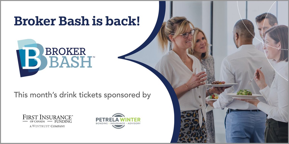 FirstInsCanada's tweet photo. Don’t miss the highly-anticipated return of #BrokerBash tomorrow, Thursday May 26th at Moxie’s. Come see a member of the FIRST Canada team or drink ticket co-sponsor Petrela, Winter &amp; Associates for your first drink FREE. https://t.co/EBi3c6gWhT https://t.co/UWg2Lb5bDx