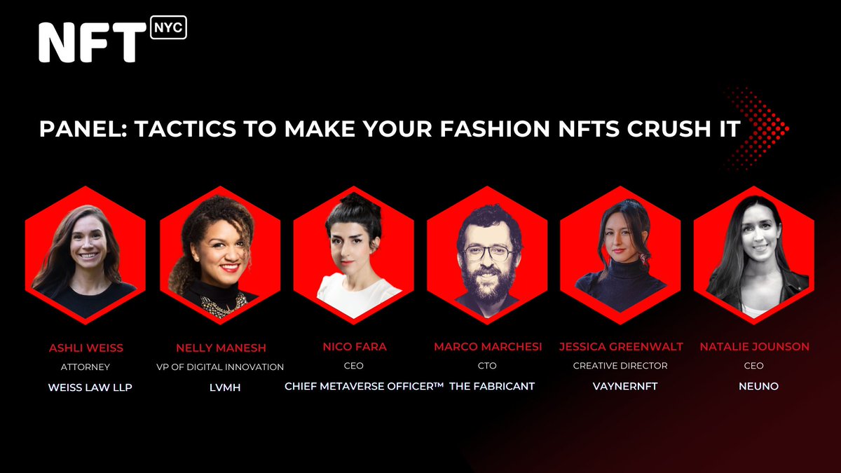 Happy to announce I'll be speaking on an amazing panel at NFT.NYC with #fashion and #Luxury thought #leaders in the #web3 and #metaverse space.

Most likely, the panel will be on the first day and on the main stage, you won't want to miss the #alpha being dropped!