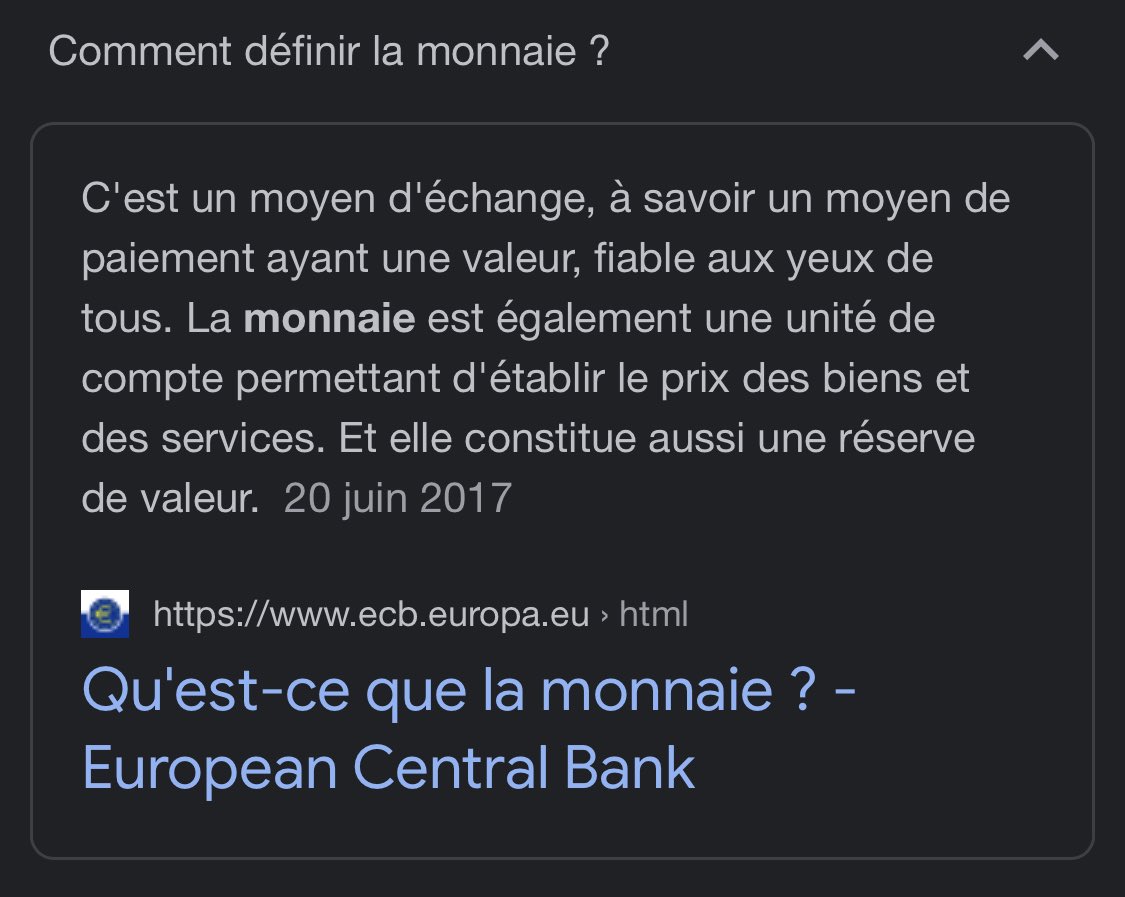 Miit0_'s tweet photo. Je ne trouve pas la même définition de la monnaie sur Google 🧐.
Mais du coup, le rouble russe n’est pas une monnaie ? 

#Bitcoin #Crypto https://t.co/ZI4CBALPjx