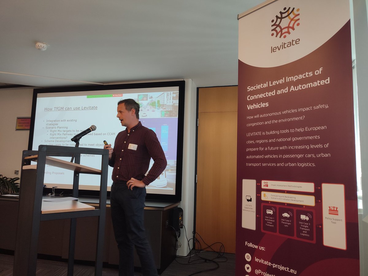 Finally, we are hearing from the LEVITATE case study cities. @OfficialTfGM (Greater Manchester) is showcasing how they will integrate the project's findings into their local planning, development and future strategies!