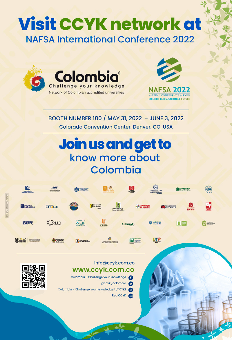 CCYK_COLOMBIA's tweet photo. Meet us in #nafsa2022 and get to know more about Colombia as a Academic and Scientific Destination

##nafsa2022 
 #GoColombia 
##ccyk
 #InternationalEducation
 #Interculturality 
#InternationalizationAtHome 
#COIL 
#MirrorClasses 
#internationalizationofresearch https://t.co/RrChfexuSi