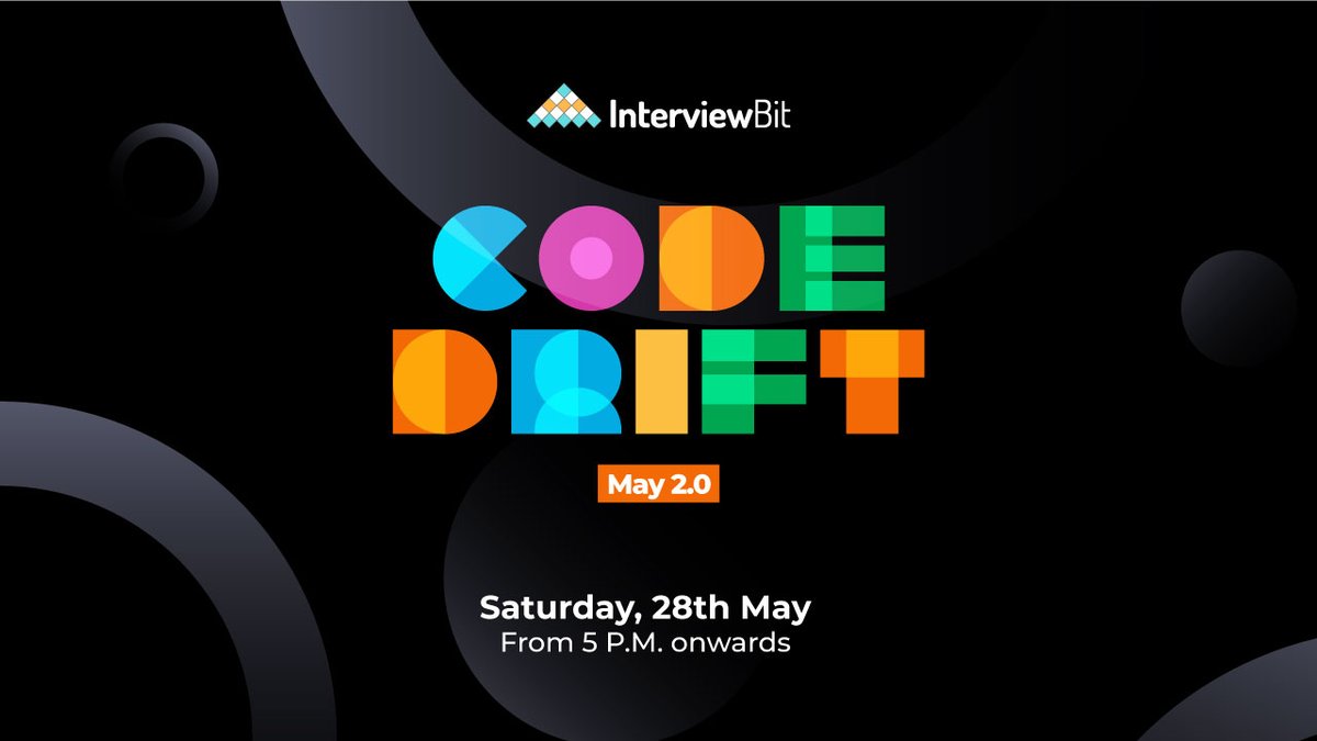 interview_bit's tweet image. The registrations for the 2nd edition of this month’s Code Drift are open. Where you’ve to solve 5 algorithmic programming problems of varying difficulty in under 150 mins, and you can win amazing prizes.

Link: bit.ly/3sR7tFK

#CodeDrift #CodingChallenge #Programmers