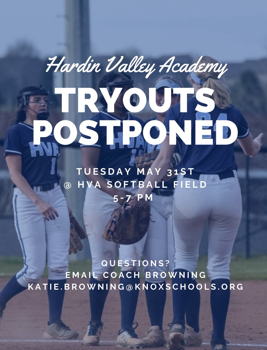 Due to weather, tryouts have been moved to May 31st. We will see you next Tuesday!