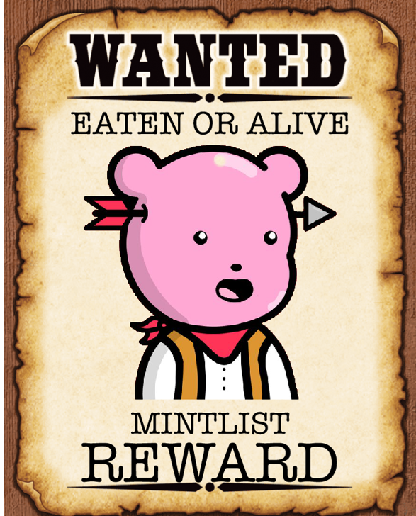 gummybearfrens's tweet photo. GM Gummies! There is a bounty out for this bandit. We will be giving away 5 Mintlist spots!🍭🎉

To enter:

✅Follow @gummybearfrens 

➡️Like and RT

➡️Tag 3 friends

⏰48h https://t.co/sO5pxg3b10