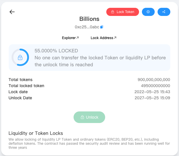 BillionsToken's tweet photo. 55% BILLIONS Locked 2027. #billionstoken #billions #crypto #token #bitcoin #etherum #luna #nft #game #NFTCommunity https://t.co/tBSLaIIdKK