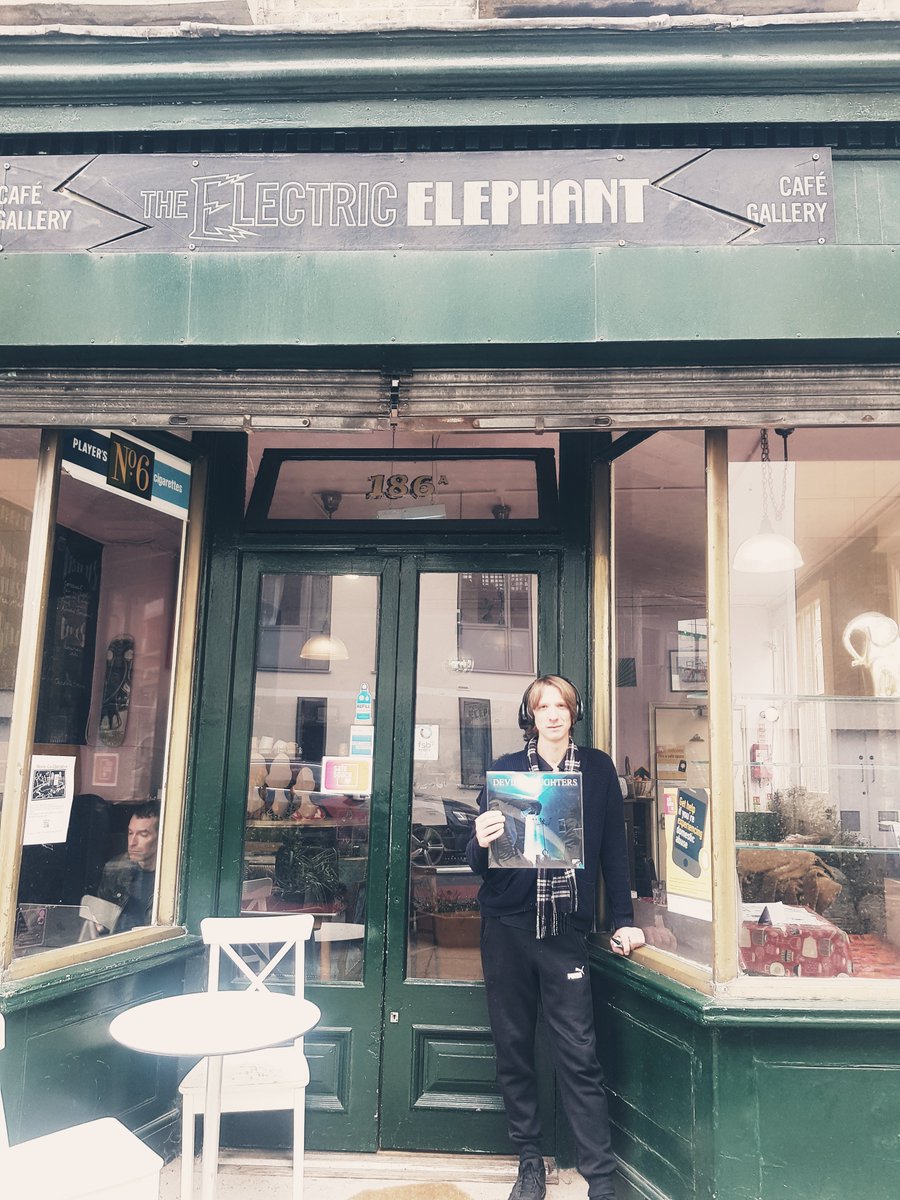 ElephantCafeUK's tweet photo. So proud of resident #Pullens musician Jeremy Jay, he just dropped off a couple of his #vinyl #albums
"Devil's Daughter" is ftom 2021, new album out soon!
I love hearing him recording in his studio on my way home at night
#prolific #creativity https://t.co/F52XpgkmuR