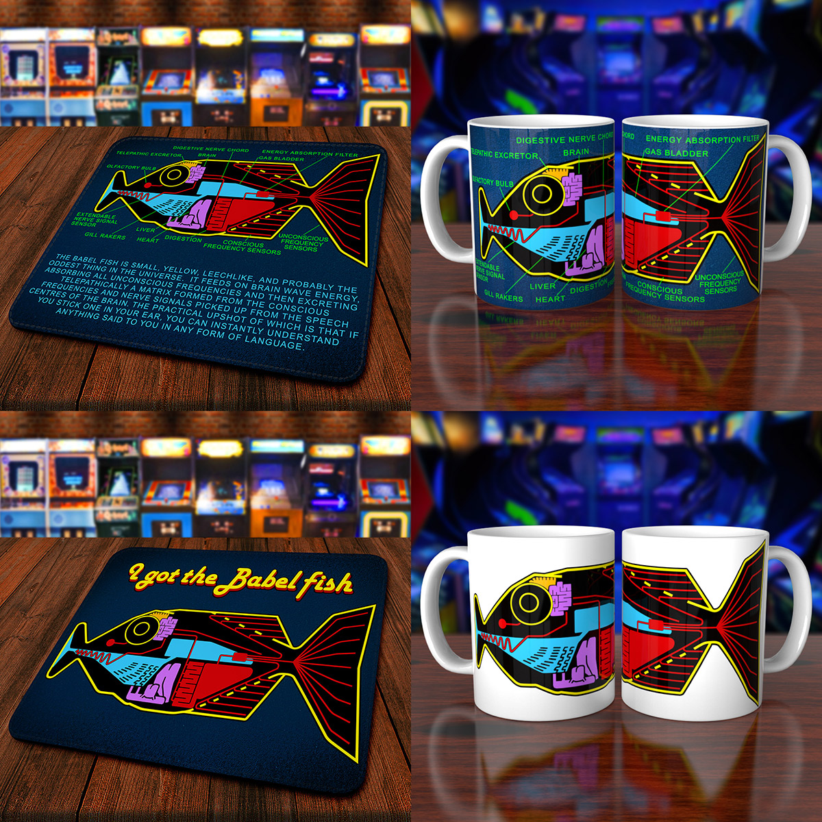 Mike - oldskoolpixels.com on X: Extremely pleased to be able to offer The  Hitchhiker's Guide To The Galaxy Babelfish mousepads and mugs with the  approval and support of the original HHGTTG graphic