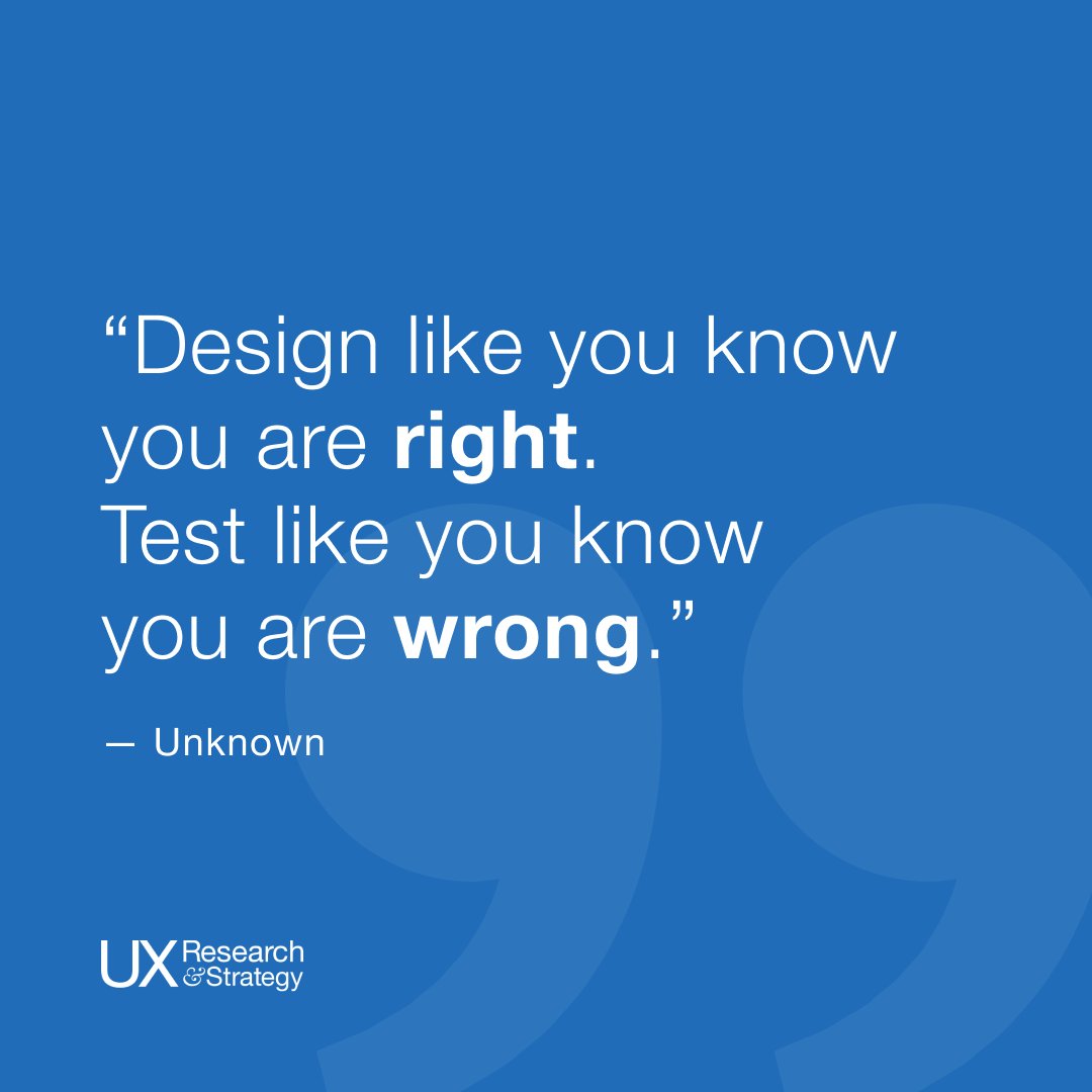 ux_and's tweet image. Design like you know you are right. Test like you know you are wrong.

#uxd #quote #uxquote #ux101 #cx #ux #uxdesign #uxrs #designresearch #designstrategy #uxresearchandstrategy #userexperience #uxresearch #userresearch #uxlearning #uxprocess #uxinspiration #designinspiration