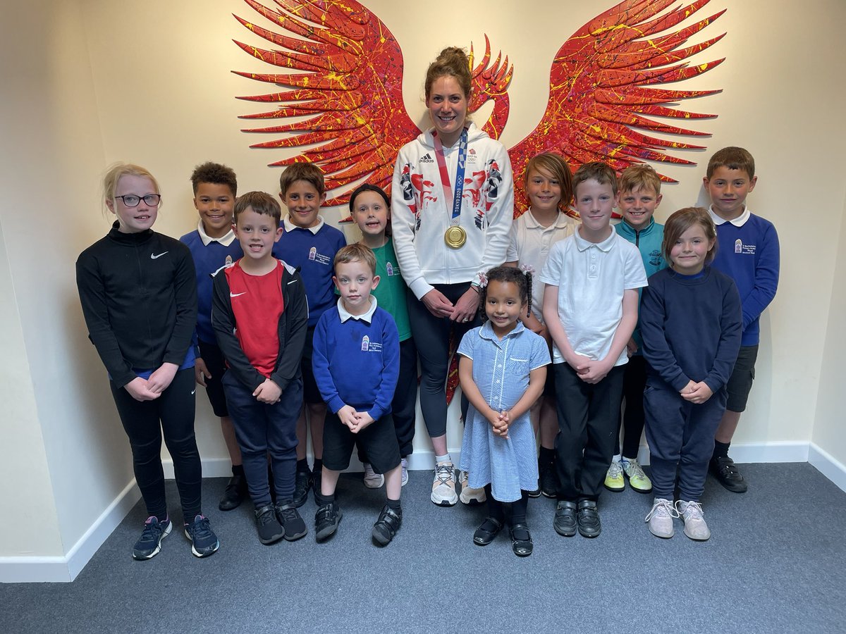Amazing to welcome <a href="/KateFrench3/">Kate French</a> to our school today. Such an inspirational woman who captivated our children with her Olympic journey. #soar #stbartsway