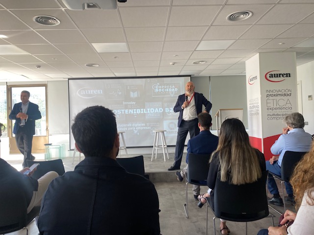 Esta mañana asistimos al evento "Innoday Casos de Sostenibilidad B2B" organizado por <a href="/amigosEyS/">Empresa&Sociedad</a> en colaboración con <a href="/Auren_Spain/">Auren Spain</a>. 
Muchas gracias por la invitación <a href="/amigosEyS/">Empresa&Sociedad</a> 
#innovación #sostenibilidad #PymesUnidas #pymes #investigacion