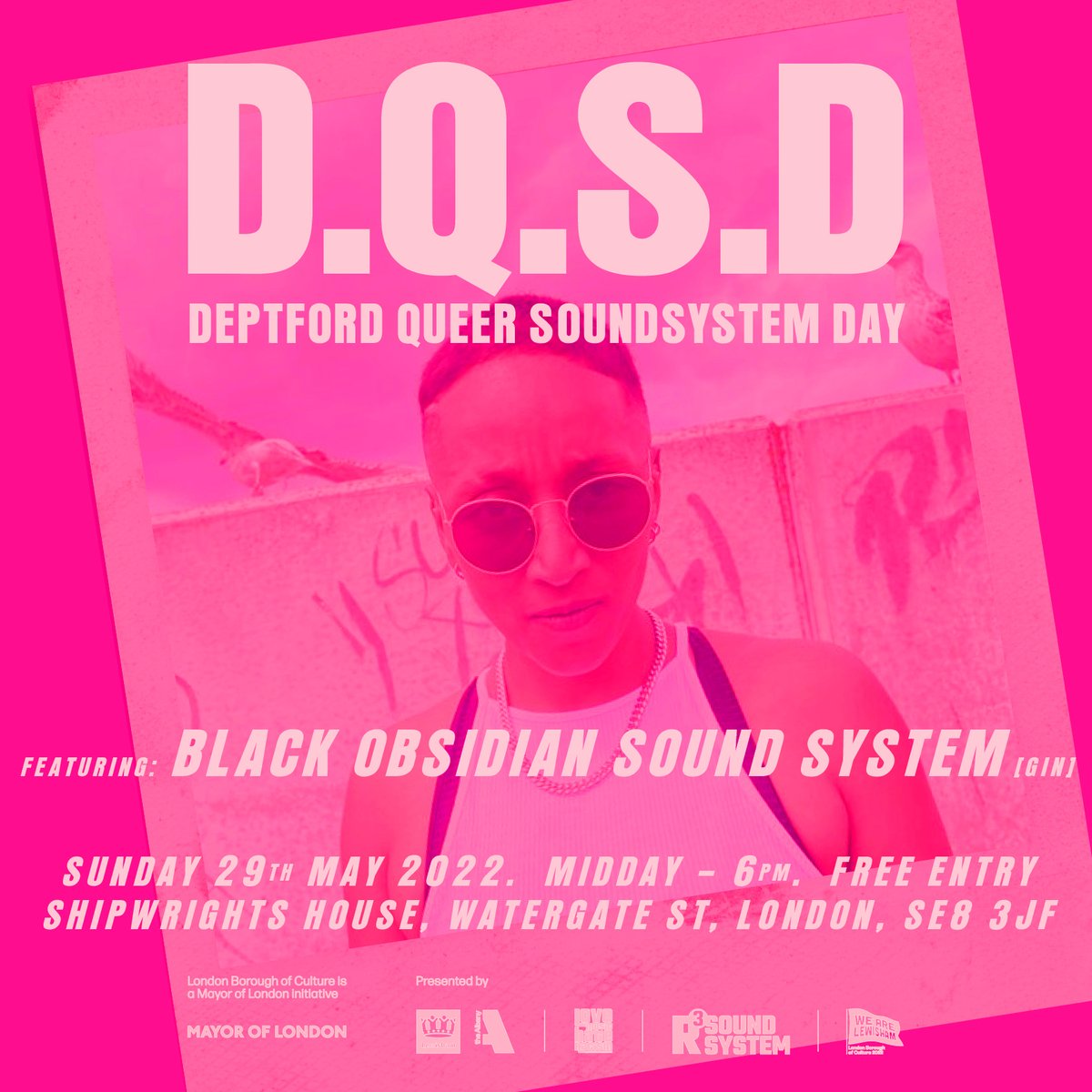 Albany Deptford (@thealbanyse8) on Twitter photo D.Q.S.D. (Deptford Queer SoundSystem Day) is taking over the beautiful grounds <a href="/the_shipwright/">Shipwright</a> for a day of free music from Sth London's foremost underground LGBTQ+ crews in partnership w/ <a href="/lmhrnational/">Love Music Hate Racism</a> <a href="/R3SoundSystem/">R3SoundSystem</a>.
Ft. <a href="/okwilliams_/">okw</a>, Black Obsidian, Gideon & <a href="/hannahholland/">Hannah Holland</a>. D.Q.S.D. (Deptford Queer SoundSystem Day) is taking over the beautiful grounds <a href="/the_shipwright/">Shipwright</a> for a day of free music from Sth London's foremost underground LGBTQ+ crews in partnership w/ <a href="/lmhrnational/">Love Music Hate Racism</a> <a href="/R3SoundSystem/">R3SoundSystem</a>.
Ft. <a href="/okwilliams_/">okw</a>, Black Obsidian, Gideon & <a href="/hannahholland/">Hannah Holland</a>.