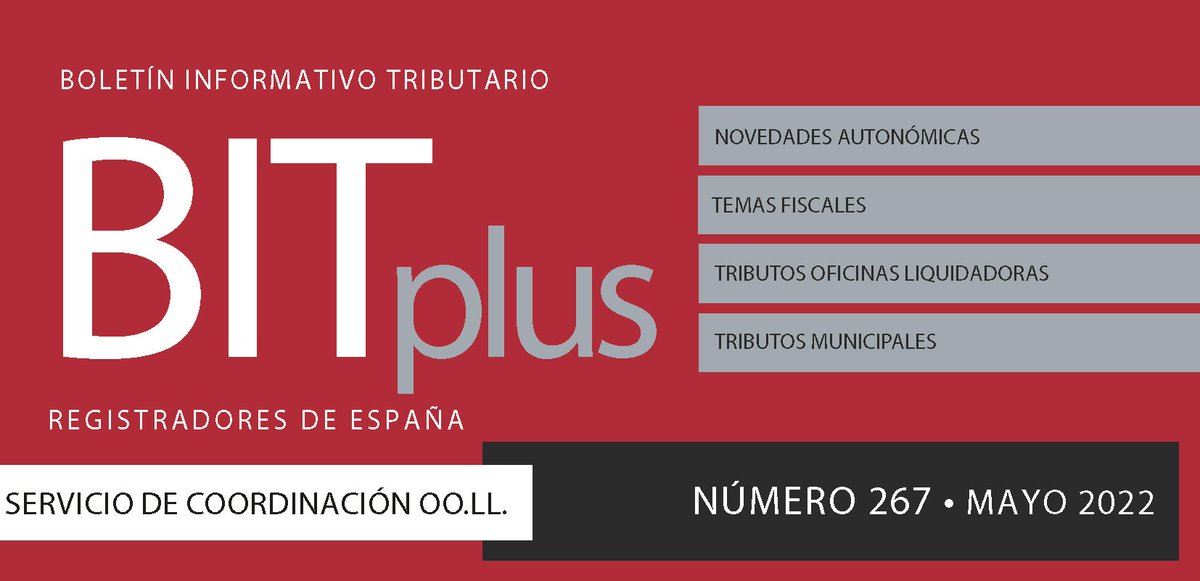 Registradores BIT Plus (@r_bitplus) on Twitter photo Ya disponible el n.º 267 del BIT <a href="/R_BITplus/">Registradores BIT Plus</a> , el Boletín Informativo Tributario de <a href="/Registrador_es/">Registradores de España</a>
Puedes leerlo aquí: registradores.org/principal/revi… Ya disponible el n.º 267 del BIT <a href="/R_BITplus/">Registradores BIT Plus</a> , el Boletín Informativo Tributario de <a href="/Registrador_es/">Registradores de España</a>
Puedes leerlo aquí: registradores.org/principal/revi…