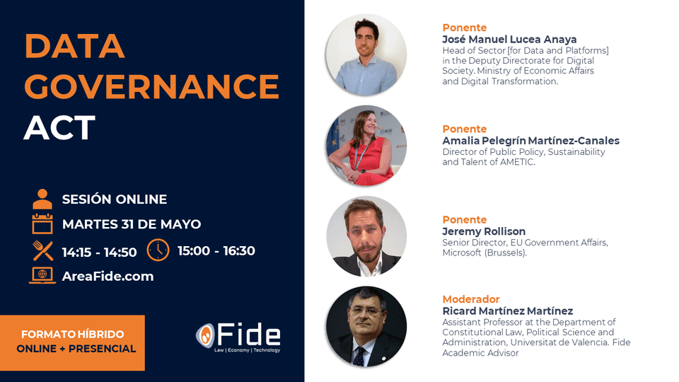 fide_fundacion's tweet photo. ▶ #DataGovernanceAct - #DGA
📅 31 de Mayo | 🍽 14:15 | 🕟15:00
✅ Inscripción vía #AreaFide: https://t.co/7HA9j4g6eS

@joselucea (@SEDIAgob), @amaliapelegrin (@AMETIC_es), @rollisonj (@MicrosoftEU) y @ricardmm (@UV_EG)

#humanrights #democracy #innovation #Data #Governance #UE https://t.co/UkUWvXXD4c