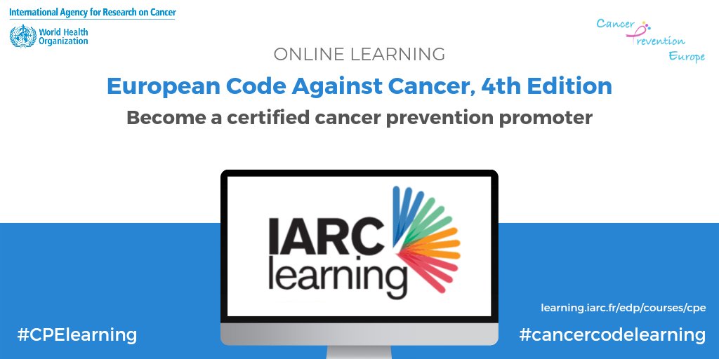 cancercode's tweet photo. Want to become a certified #cancerprevention promoter during #EWAC22?
✍️Register for free: https://t.co/Ql429TT81x
👉🏽Try #CPElearning #cancercode e-learning modules in 🇫🇷 🇬🇧: https://t.co/IN9y9no0We
📜Get a certificate issued by @IARCWHO
#cancercodelearning #EUCancerPlan https://t.co/kaagtGWzF4