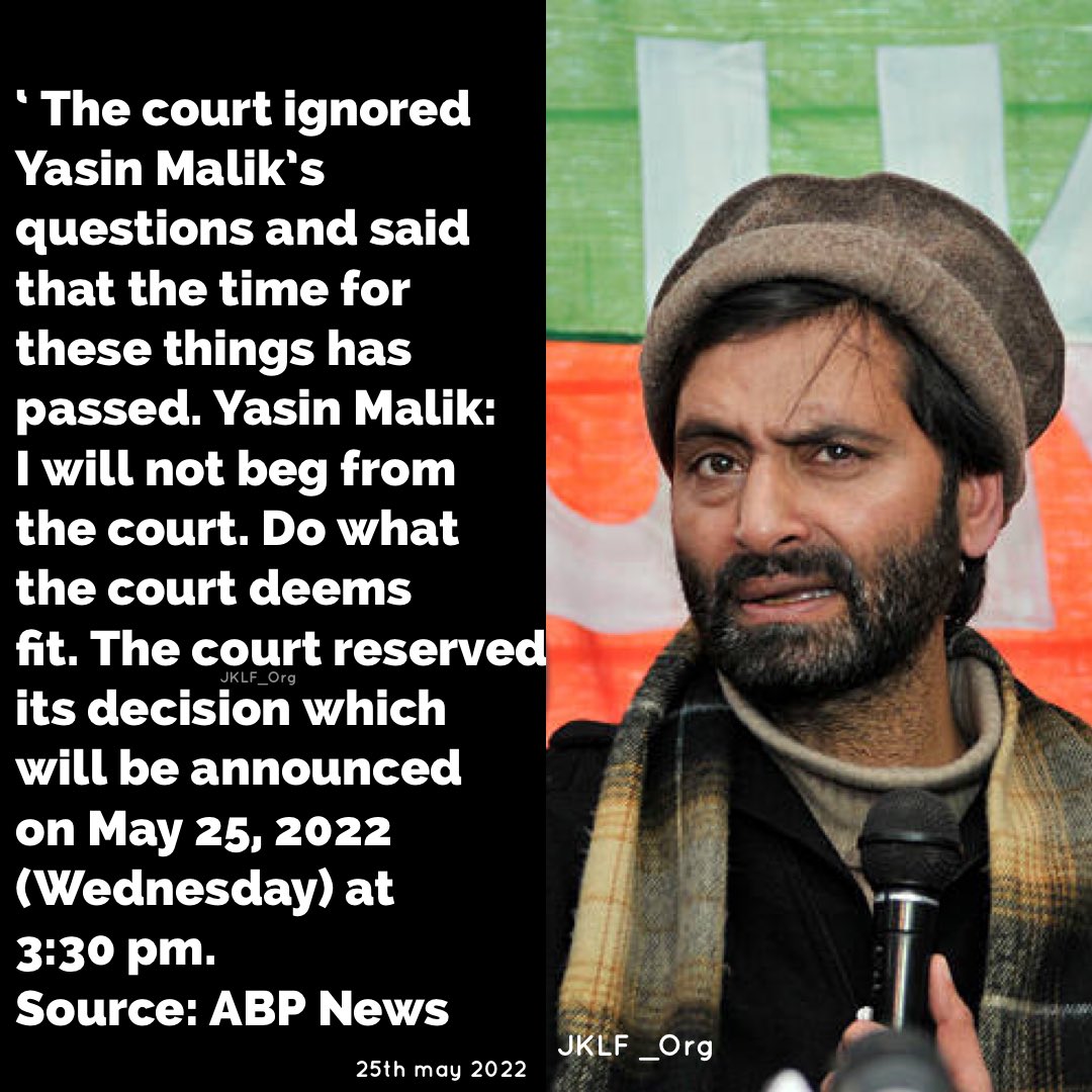 iamsardarsohaib's tweet photo. “I will not beg here. Give me the punishment you want. ”
~Yasin Malik replied to court.
#ReleaseYasinMalik https://t.co/12DOMIH5oA