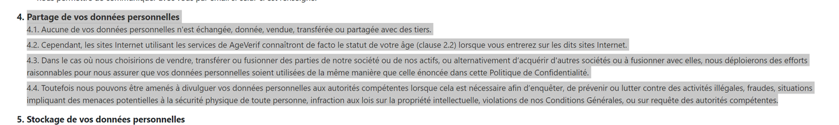 Voilà les effets de la législation 🇫🇷 pour protéger les mineurs.

Tukif, visé par la procédure de blocage ARCOM, propose en option "Age Verif", 1/3 de confiance où l'âge est vérifié par analyse biométrique du visage ou scan de pièce d'identité.

CGU de ce tiers en capture #3.