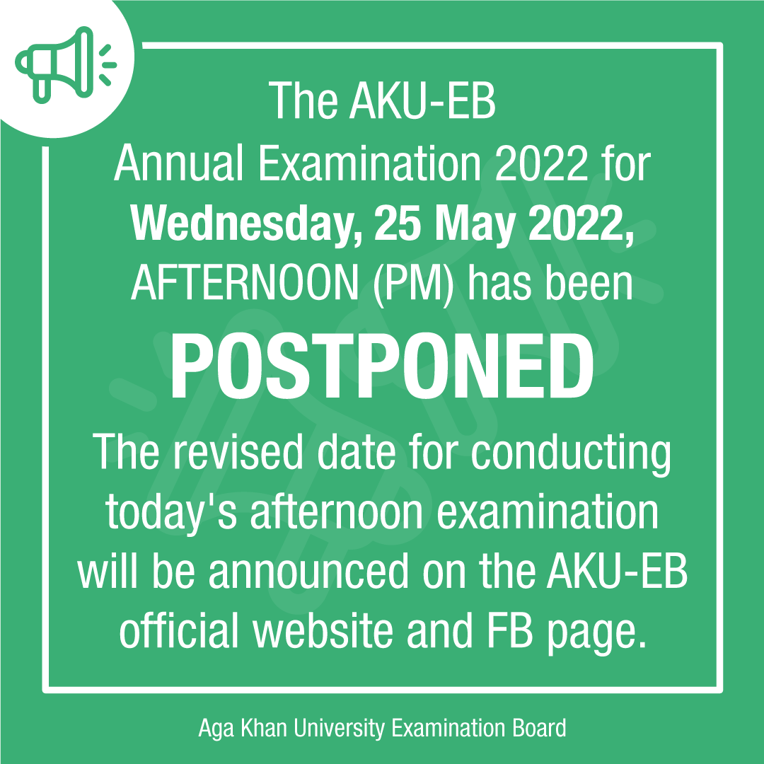 AKUEBOfficial's tweet photo. The decision was made to ensure the #safety and #security of our students and exam venue staff. We apologise for the inconvenience caused. Thank you for your understanding and continued support.
#AKUEB #AKUBoard #AnnualExams2022 #Karachi #BoardExams #Exam #Postponed https://t.co/K6brEWfr6z