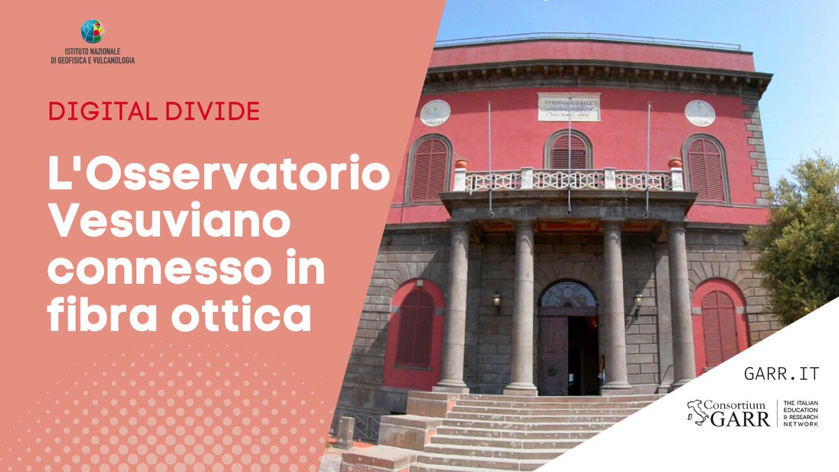 È operativo il link in #fibraottica dell'Osservatorio Vesuviano #INGV con la rete GARR. Un passo importante dal valore scientifico e strategico per la riduzione del #digitaldivide.
🗞️Leggi la news su: garr.it/it/news-e-even…
#Vesuvio #monitoraggio