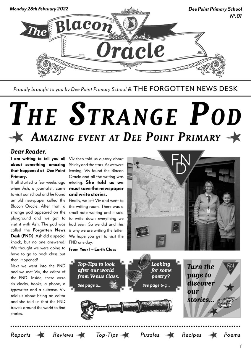 If you haven't managed to get down to Storyhouse or Blacon Library to have a read of The Blacon Oracle, fear not, it is now available online! 📰  Brought to you by The Forgotten News Desk &amp; <a href="/DeePointPrimary/">Dee Point Primary</a> 👉 bit.ly/3Gk5grS

<a href="/ace_national/">Arts Council England</a> <a href="/CheshireCF/">Cheshire CF</a> @TheRagdollFdn
