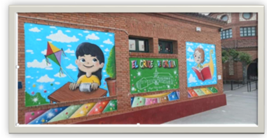 GRACIAS AL AMPA POR HABERNOS ALEGRADO EL PATIO CON ESTAS PINTURAS HECHAS POR CHISCO