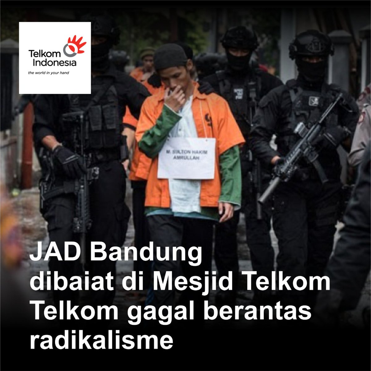 Badan Intelijen Negara (BIN) menyampaikan ada 100 masjid yang dimiliki gabungan kementerian, lembaga, dan BUMN. Dari 100 masjid, 41 di antaranya terpapar paham radikal.
Dari 41 masjid itu, 17 di antaranya berkategori tinggi.
#TelkomGagalBasmiRadikalis 
<a href="/erickthohir/">Erick Thohir</a>