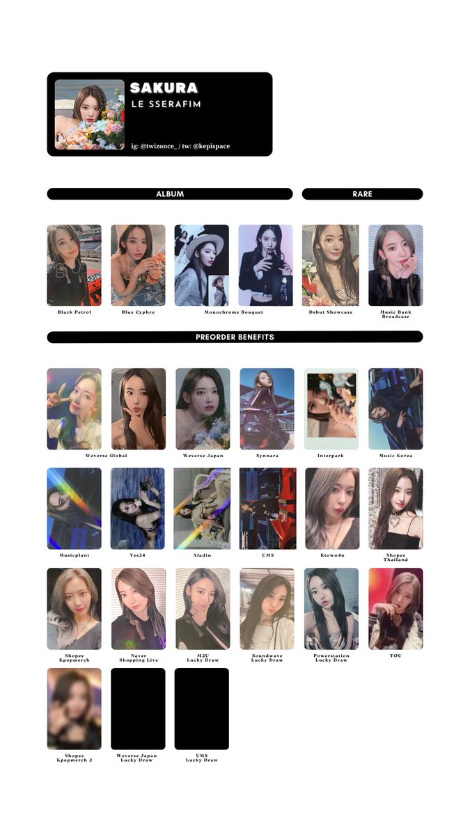 LE SSERAFIM ➝ FEARLESS photocard template / wishlist members