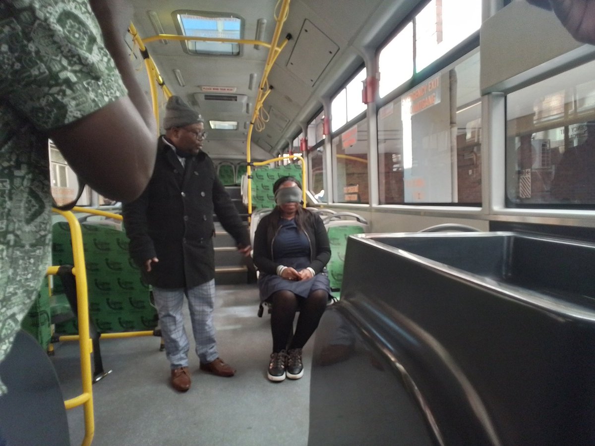 CityTshwane's tweet photo. MMC for Roads and Transport, Cllr Dikeledi Selowa experiencing how to be a blind person in a public transport.
#DisabilitySensitisation https://t.co/Zn0eQmIU2P