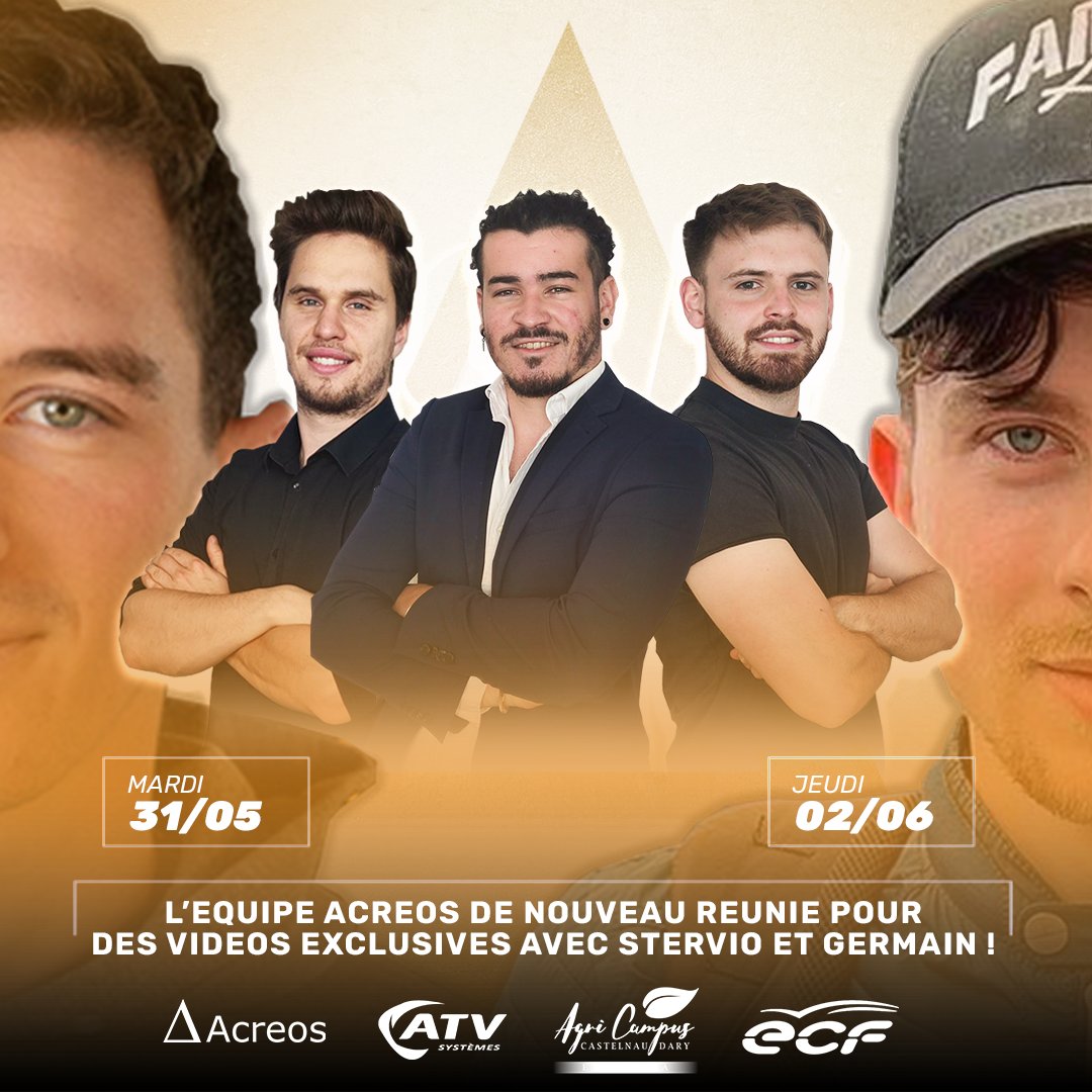🔸 Retrouvez l'équipe Acreos pour de nouvelles vidéos avec Stervio et Germain ! Deux dates, deux événements !