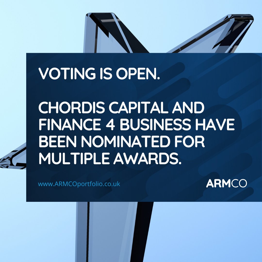 We are thrilled to announce that two of our companies,<a href="/ChordisCapital/">Chordis Capital</a> and <a href="/F4B_Finance/">Finance 4 Business</a>, have been nominated for the #SFIAwards

The voting period is now open, and we would be grateful if you could take the time to vote for us. 
Find the link to Vote here👇
sfiawards.co.uk/VOTING/