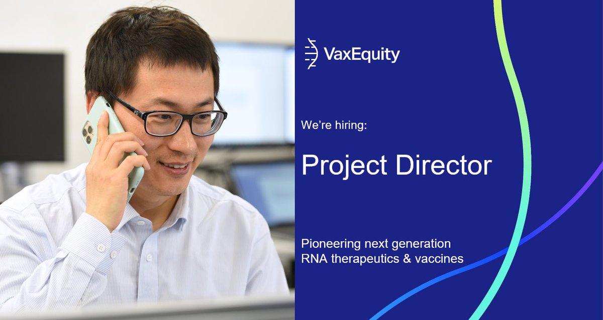 We are looking for an exceptional Project Director to lead our Project and Program Management activities. Come and join us at the beginning of our exciting, scientific journey. Apply here: vaxequity.bamboohr.com/jobs/view.php?… 
#biotech #saRNA #RNA