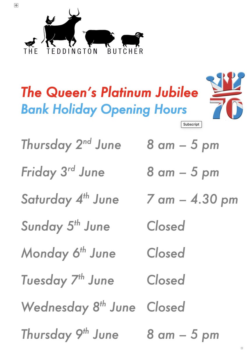 We’re open for the Jubilee bank holidays!