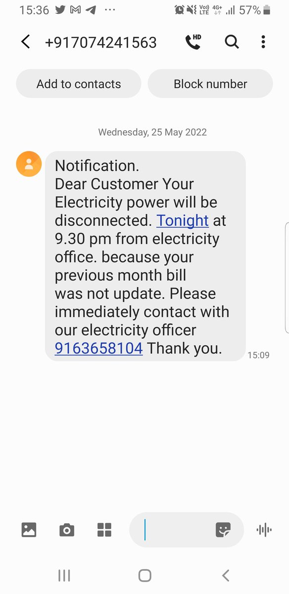KumarCee's tweet photo. @Adani_Elec_Mum @AdaniOnline got this as a message inspite of all my bills being paid on time. Looks suspicious. Can u confirm if u guys sent this? https://t.co/69es1GH1zB