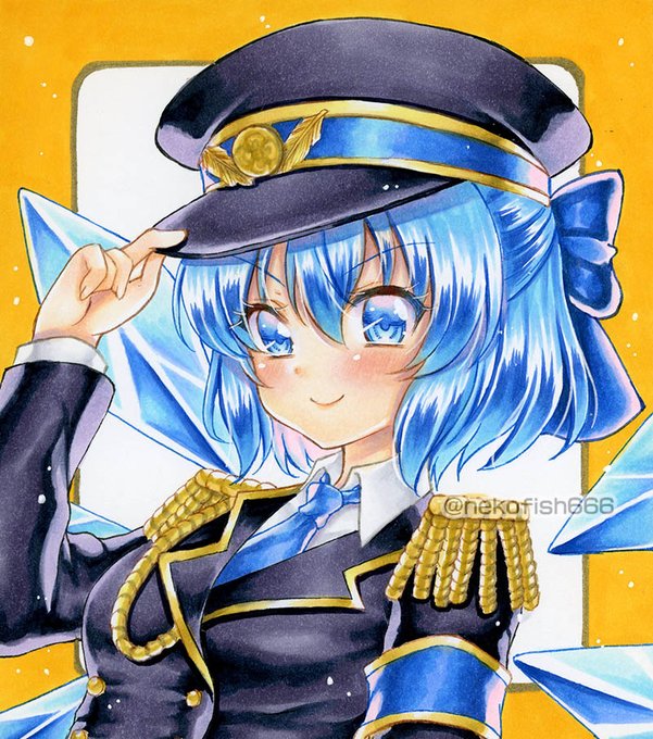 チルノx軍服

#東方Project #チルノ 
#アナログ #コピック 