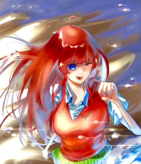 sakm_illustさんがTwitterに投稿した中野五月(五等分の花嫁)のイラスト。