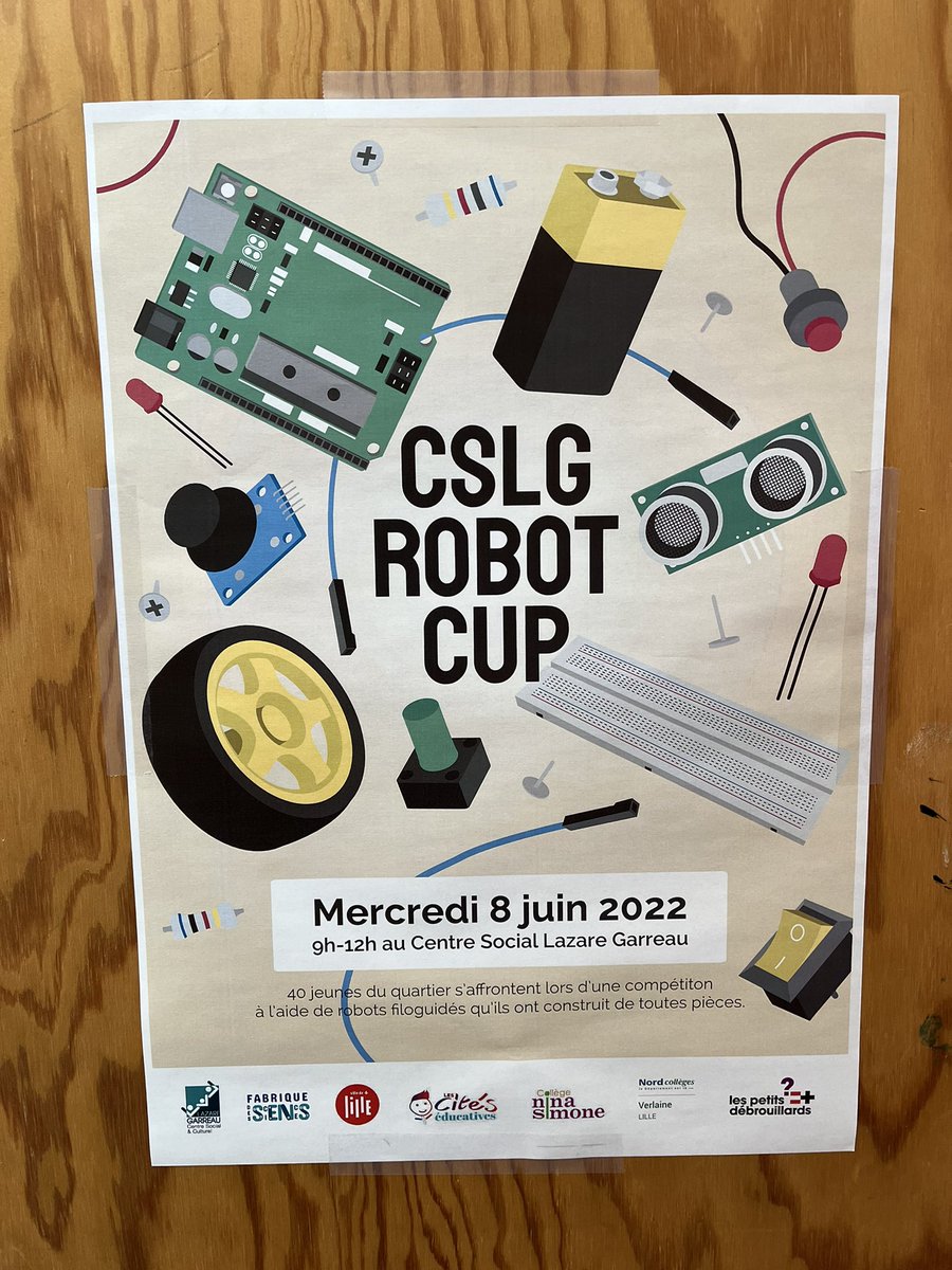 duhamel_vanessa's tweet photo. Merci Alexis pour ton accueil au centre social #LazareGarreau à #LilleSud pour les préparatifs de la #CSLG #RobotCup au cours de laquelle 40 jeunes s’affronteront à l’aide de robots filoguidés qu’ils ont construit. Il se passe de belles choses dans nos quartiers. Rdv le 8 Juin ! https://t.co/VVHdcPsFPV