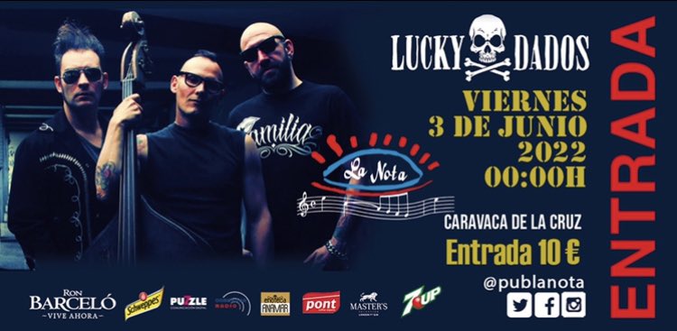 pub la nota (@publanota) on Twitter photo 🗓3 junio
🎟 10€ 
<a href="/LuckyDadosOffic/">LUCKY DADOS</a> 
<a href="/publanota/">pub la nota</a> 🗓3 junio
🎟 10€ 
<a href="/LuckyDadosOffic/">LUCKY DADOS</a> 
<a href="/publanota/">pub la nota</a>