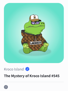 2nd Prize:
This fantastic NFT from the first collection in Kroco Island 
by <a href="/KrocoIslandNFT/">The Mystery of Kroco Island 🟣</a>