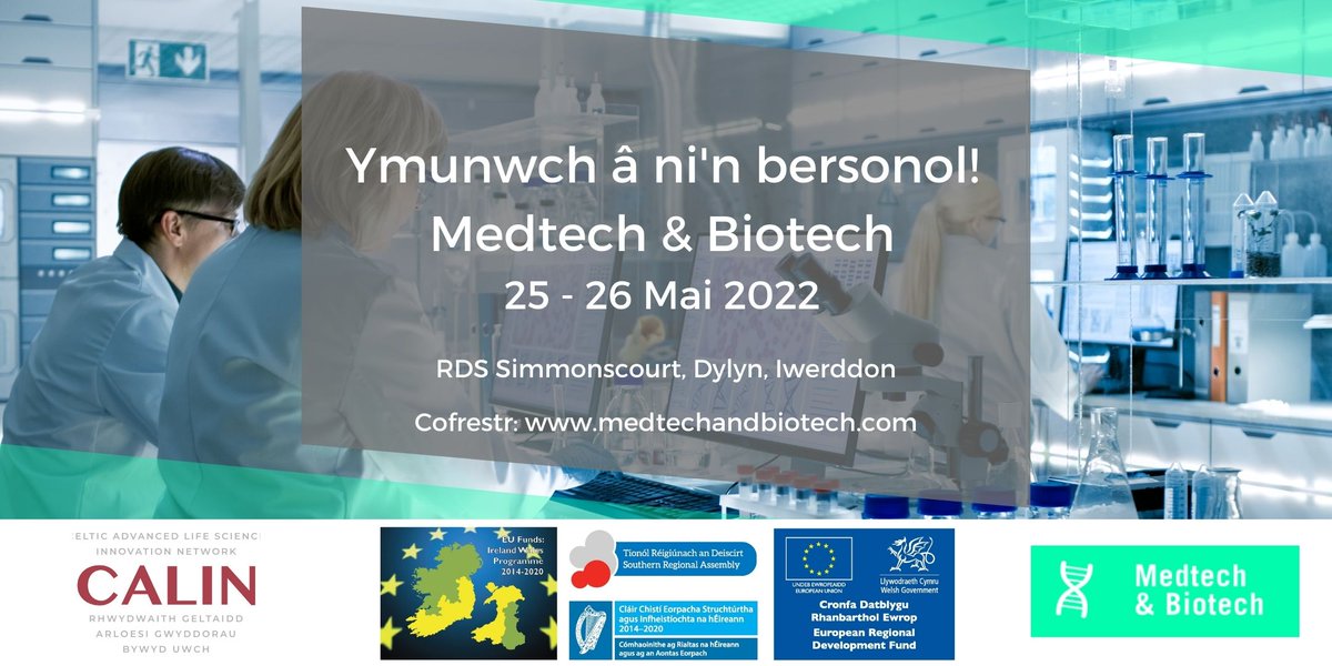 Ymunwch â Kate Corrigan o'<a href="/CALIN_LifeSci/">CALIN</a> yn bersonol yn Nigwyddiad Medtech &amp; Biotech ar 25-26 Mai yn Nulyn, Iwerddon.  

medtechandbiotech.com

#IrelandWales #ERDF #WEFO