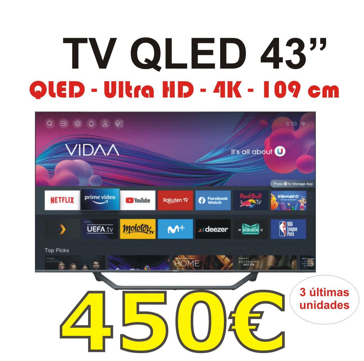 atipecomputers's tweet photo. ¿Estás en busca de una televisión que sea calidad sin tener que gastar tanto dinero?🤔

Pues esta televisión Hisense es perfecta para ti, ya que cuenta con la tecnología QLED, SMART TV y Mas.😎

@atipecomputers 
#4k #QLED #ps4 #Gaming  #informatica  #atipe #cantabria #santander https://t.co/tjQyvYkW2d
