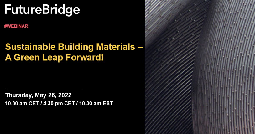 TheFutureBridge's tweet photo. How does the sustainable construction materials horizon look like till 2040?
Join the webinar- Sustainable Building Materials–A Green Leap Forward! to learn all about it.
Register here: https://t.co/xGsptHUyln
#Bio-pu #Ferrock #bio-composites #Cellulose #Bamboo #recycle #CLT https://t.co/lVbuEaUpkH