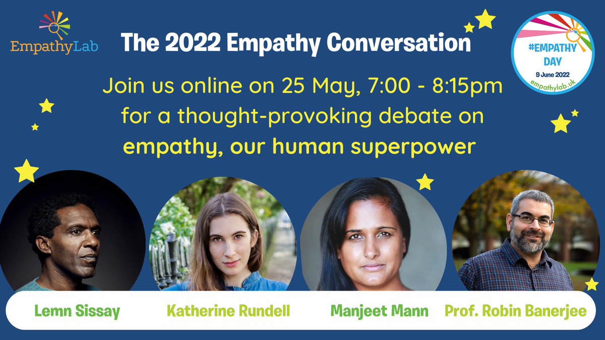 Today’s the day! The Empathy Conversation is tonight - we can’t wait to join our amazing panel. ➡️ bit.ly/EmpathyConvers… It's NOT just another event: we’re exploring how to build a more empathetic society! @lemnsissay @ManjeetMann @CRESS_research @Teacherglitter @Toriaclaire