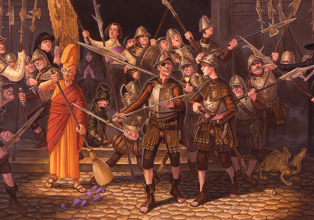 Paul Kidby ๐บ๐ฆ (@PaulKidby) on Twitter photo 2022-05-25 10:41:45 My painting of Night Watch to wish you a Glorious 25th. Truth, Justice, Freedom, Reasonably Priced Love, and a Hard-Boiled Egg! #GNUTerryPratchett #discworld #glorious25thofmay My painting of Night Watch to wish you a Glorious 25th. Truth, Justice, Freedom, Reasonably Priced Love, and a Hard-Boiled Egg! #GNUTerryPratchett #discworld #glorious25thofmay