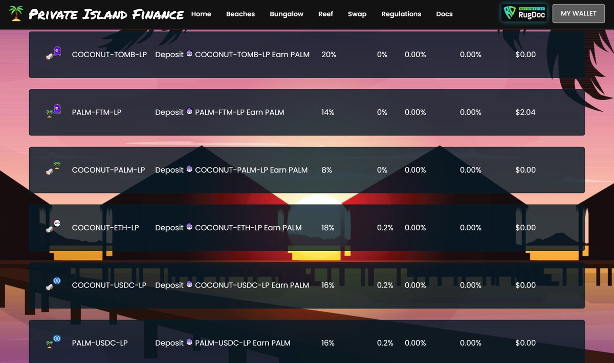 🚨Hello Island Boys🌴
-Staking $COCONUT LPs will be available in less than 5hrs⏰
-The Team will be bringing $COCONUT to peg ! 🥥
and adding initial liquidity 💸
Website:privateisland.finance
Discord:discord.gg/dU8q27cDBE 

<a href="/ApeOClock/">🦧 Ape O'Clock 🦧</a> <a href="/RugDocIO/">Rugdoc.io</a> 
#Defi #StakingRewards #FTM