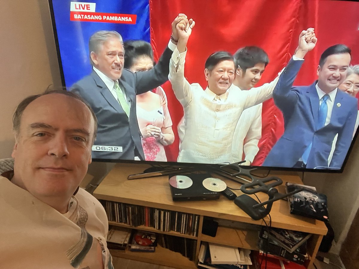 MalcolmConlan's tweet photo. Congratulations to 17th President of the Republic of the Philippines, President Bongbong Marcos!!!

So pleased!!!! I was able to watch this historic moment live on PTV via YouTube. 

So overwhelmed and pleased!!!!!!! 

Hopefully I will get the chance one day to congratulate him!! https://t.co/VoTSou5F5c