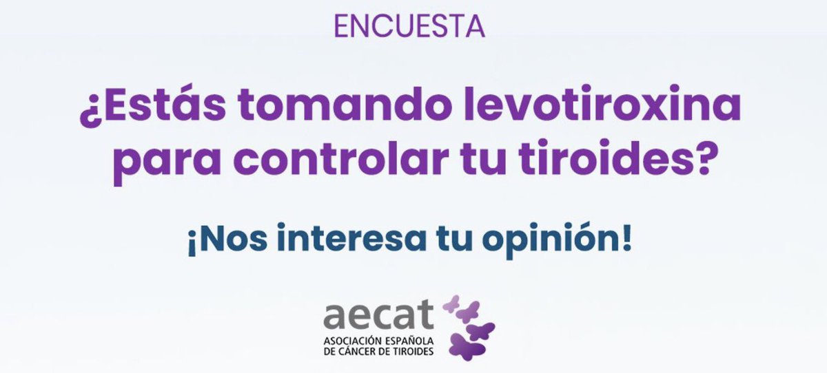 Desde <a href="/aecat_es/">AECAT</a> lanzamos esta ENCUESTA 📢 

🦋¿Estás tomando levotiroxina para controlar tu tiroides? 🦋

Queremos saber tu opinión, por eso responde a la encuesta y si puedes, ayúdanos a difundir 

👇🏻👇🏻
🔗: es.surveymonkey.com/r/HipoT_TtoLvtS