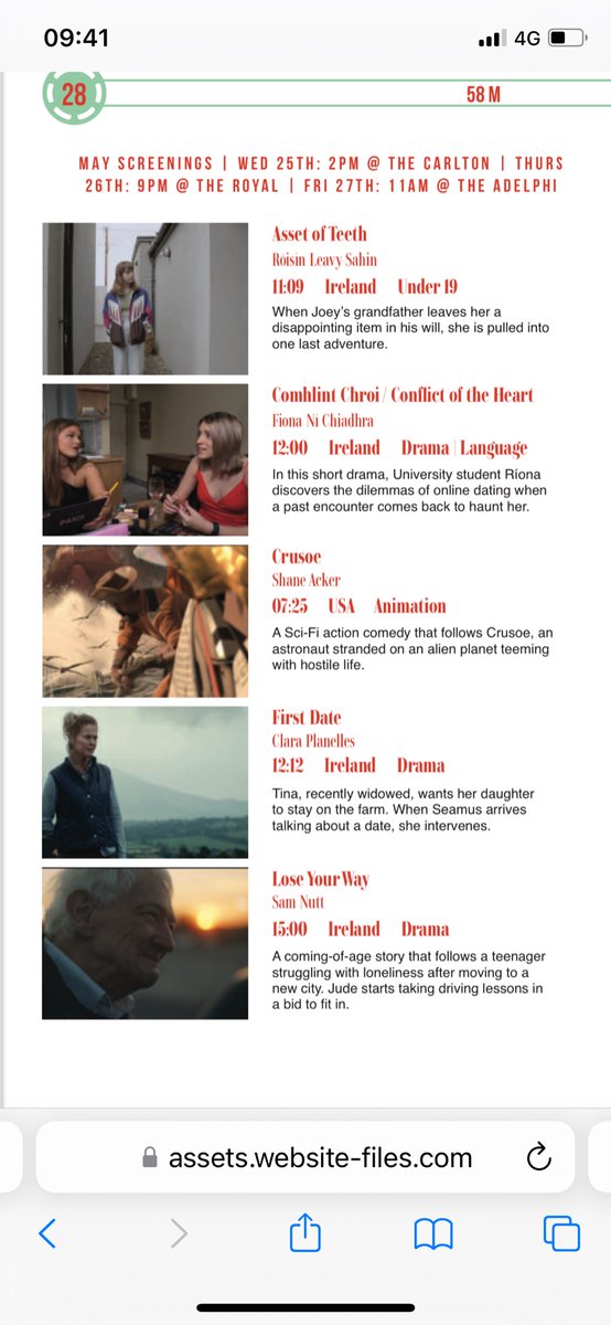 ainemryan's tweet photo. Delighted our short film #FirstDate ๐ฅ๐ฟ๐ฅฐ starts screening today @FastnetFilmFest! Check it out!!! Thank you to @TipperaryArts @FilmInLimerick for the funding via #engineshorts ๐๐ @claripla https://t.co/1C6kCh32XU