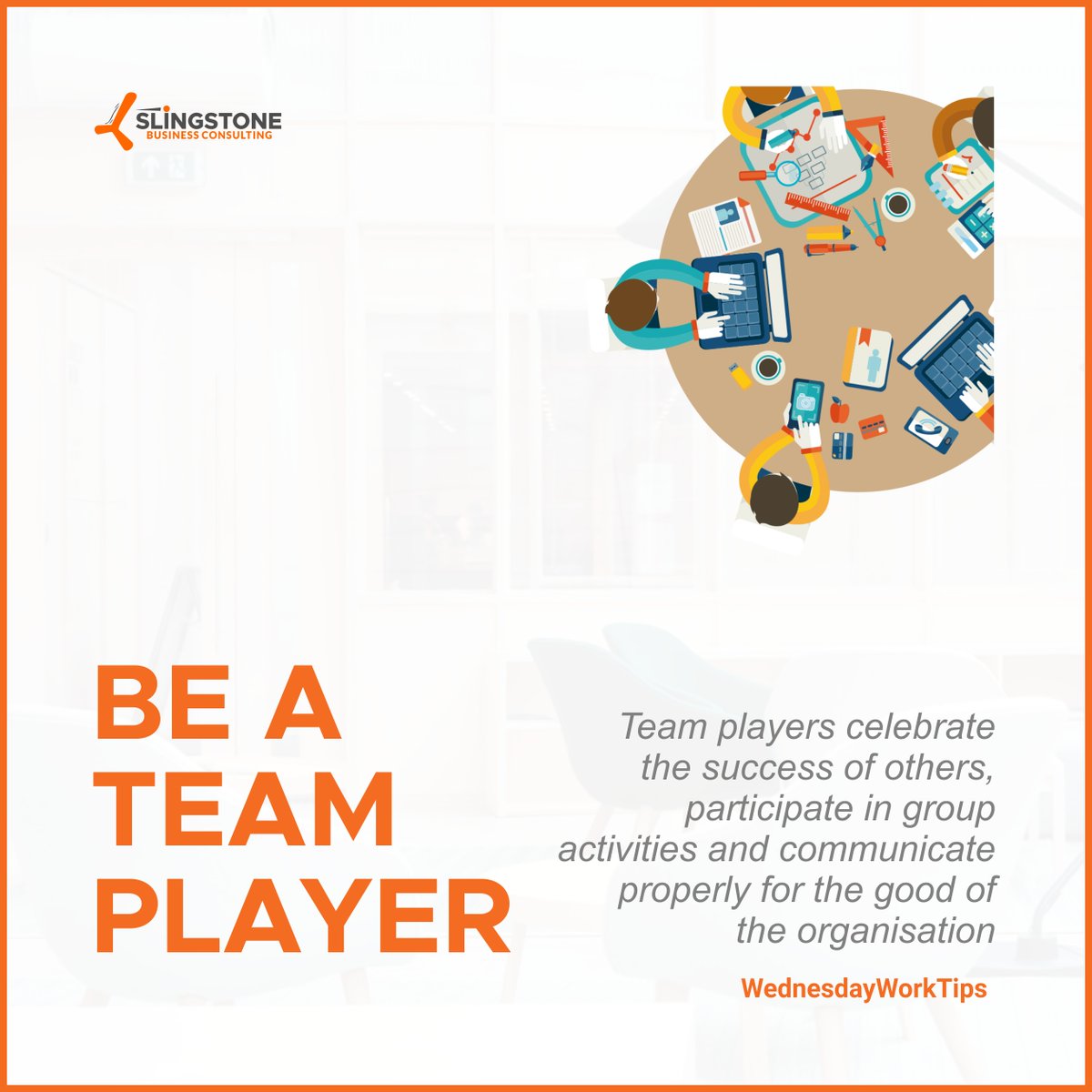 SlingstoneC's tweet photo. One way to stay productive is to be a team player. Team work is beneficial not just for the individual but for the good of the entire project.
Are you a team player?
#wednesdayworktips #teamwork https://t.co/06LghdDpMX