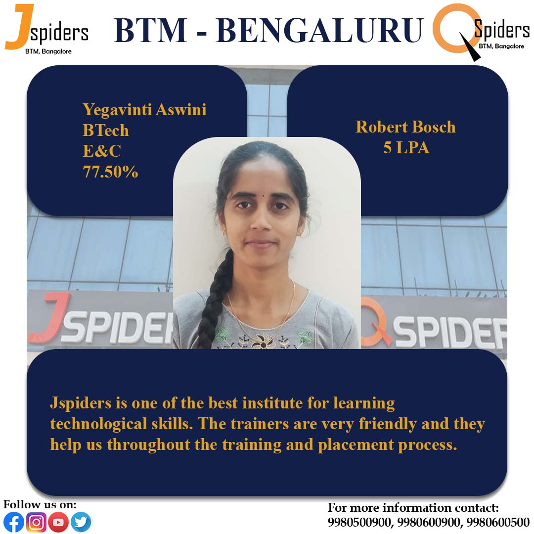 QSpiders & JSpiders, BTM Layout on Twitter "Congratulations Yegavinti